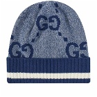 Gucci Men's GG Knitted Beanie Hat in Navy