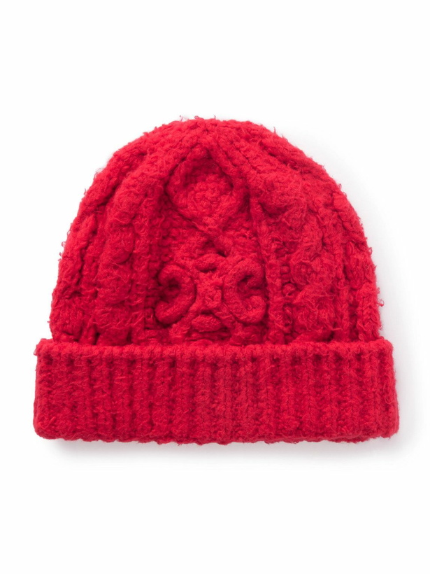 Photo: CELINE - Cable-Knit Brushed Cotton-Blend Beanie