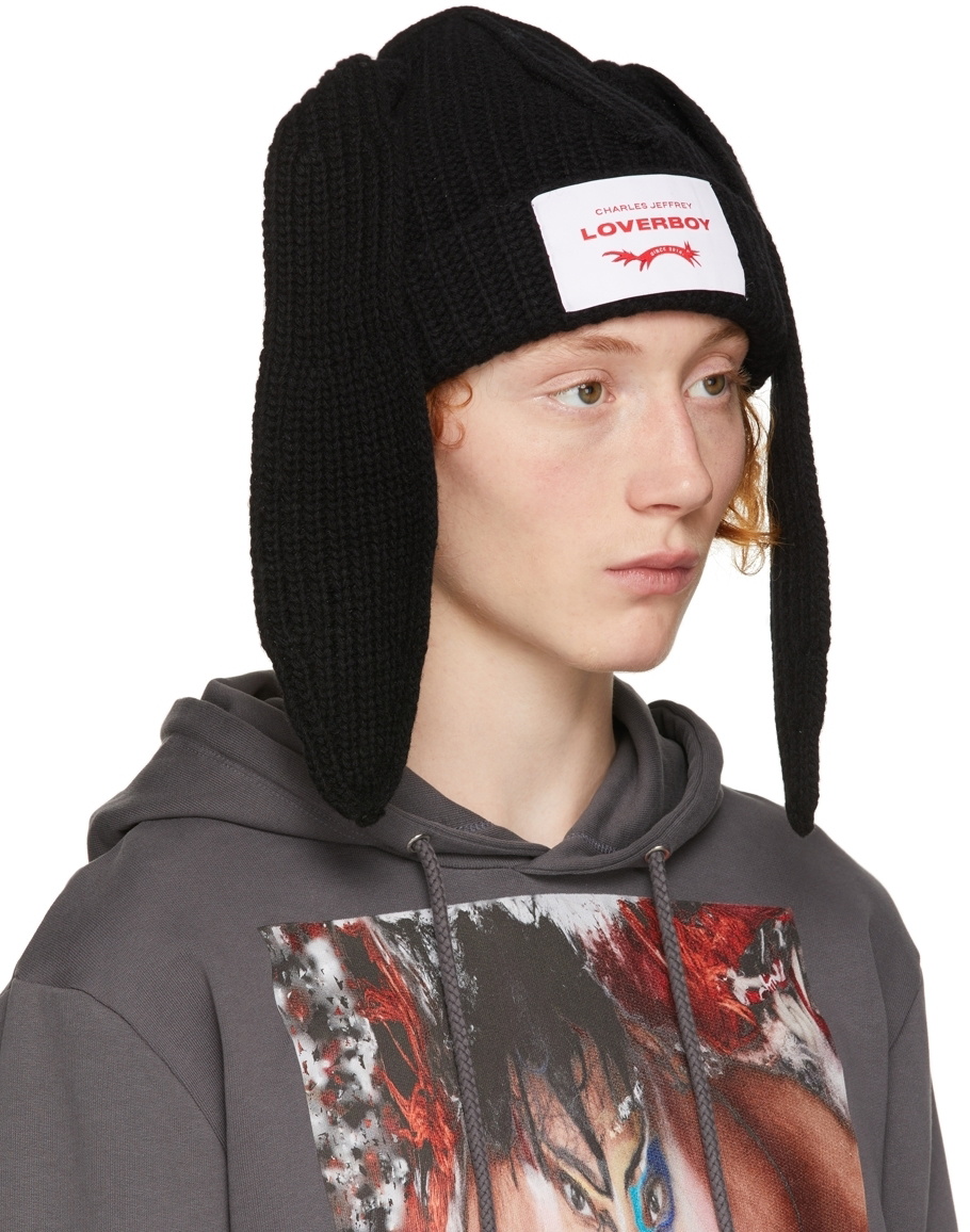 Charles Jeffrey Loverboy Black Chunky Rabbit Beanie Charles