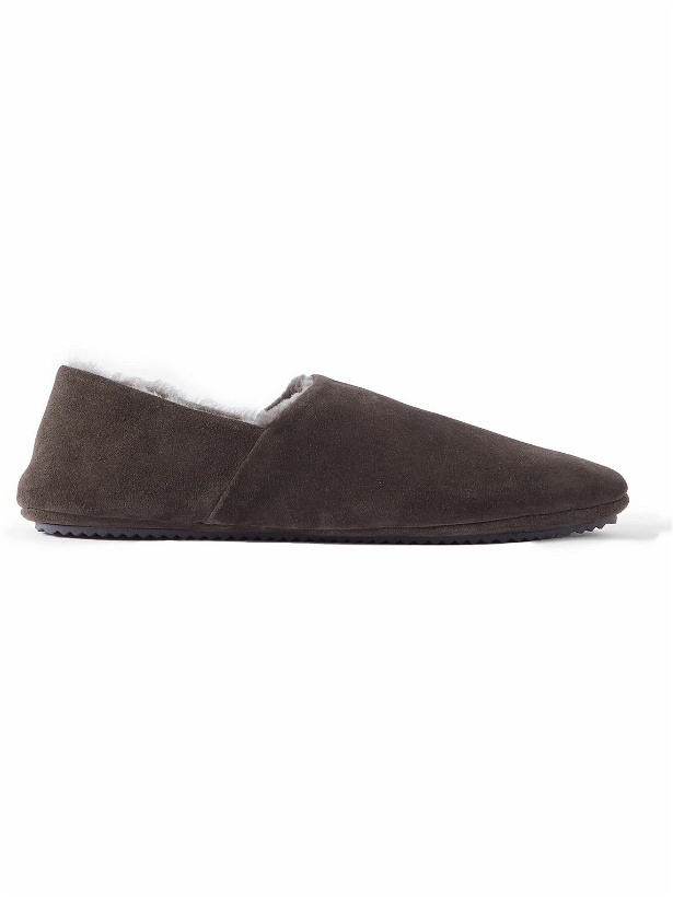 Photo: Mr P. - Shearling-Lined Suede Slippers - Brown