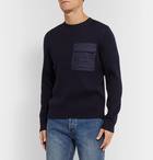 A.P.C. - Bluestack Canvas-Trimmed Ribbed Merino Wool Sweater - Navy