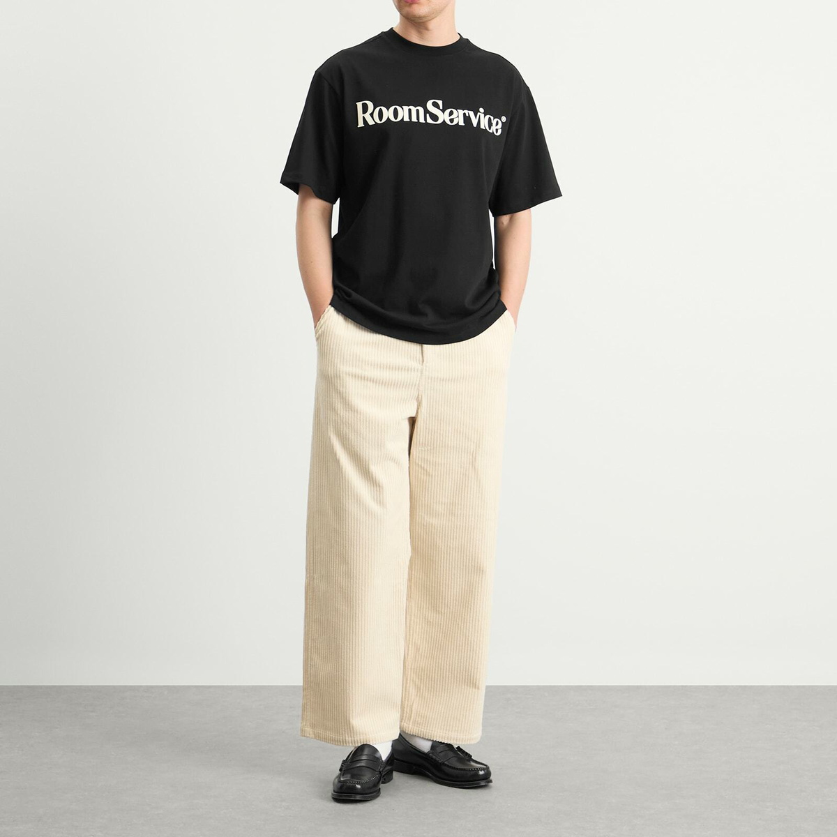 Late Checkout Men's Room Service T-Shirt in Black