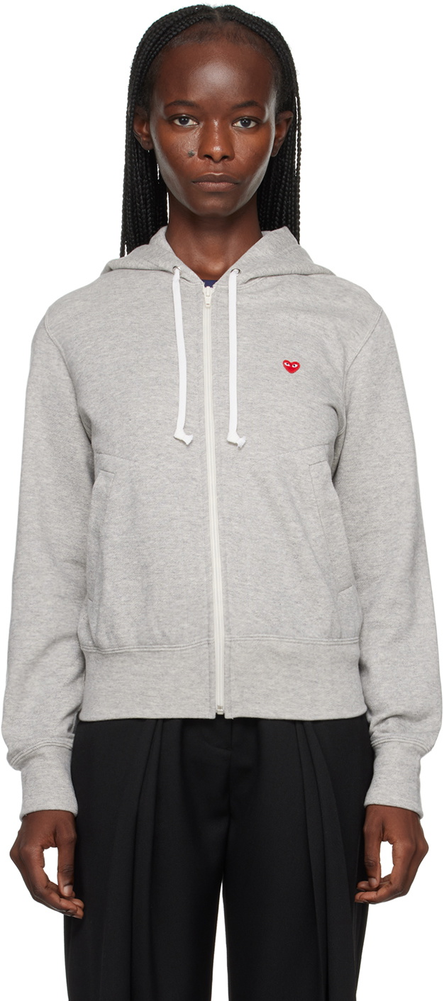COMME des GARÇONS PLAY Gray Heart Patch Hoodie