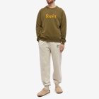 Foret Men's Spruce Logo Crew Sweat in Dark Olive/Ember