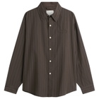 mfpen Men's Triple Stripe Essay Shirt in Dark Brown