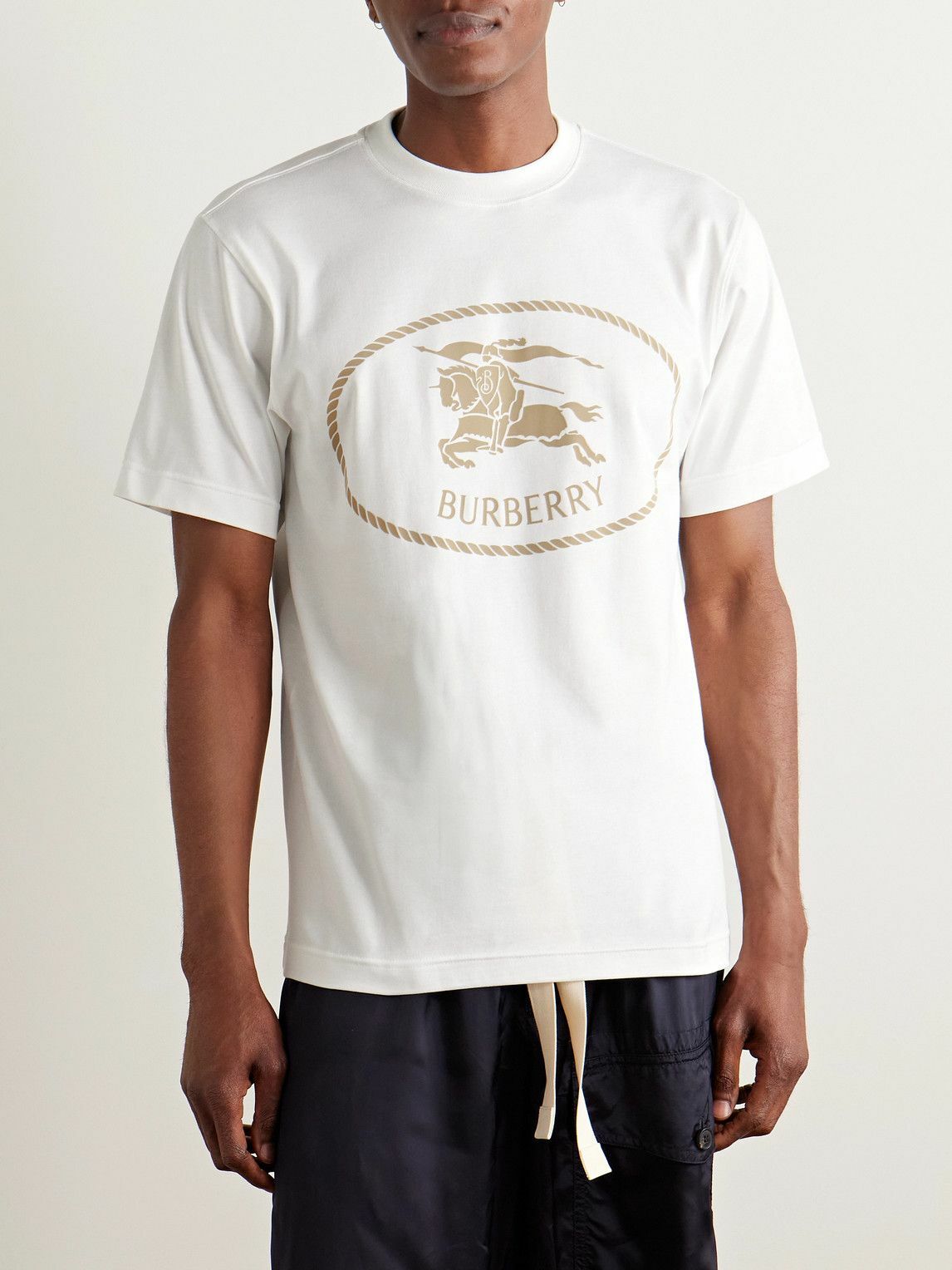 Burberry - Slim-Fit Logo-Print Cotton-Jersey T-Shirt - White Burberry