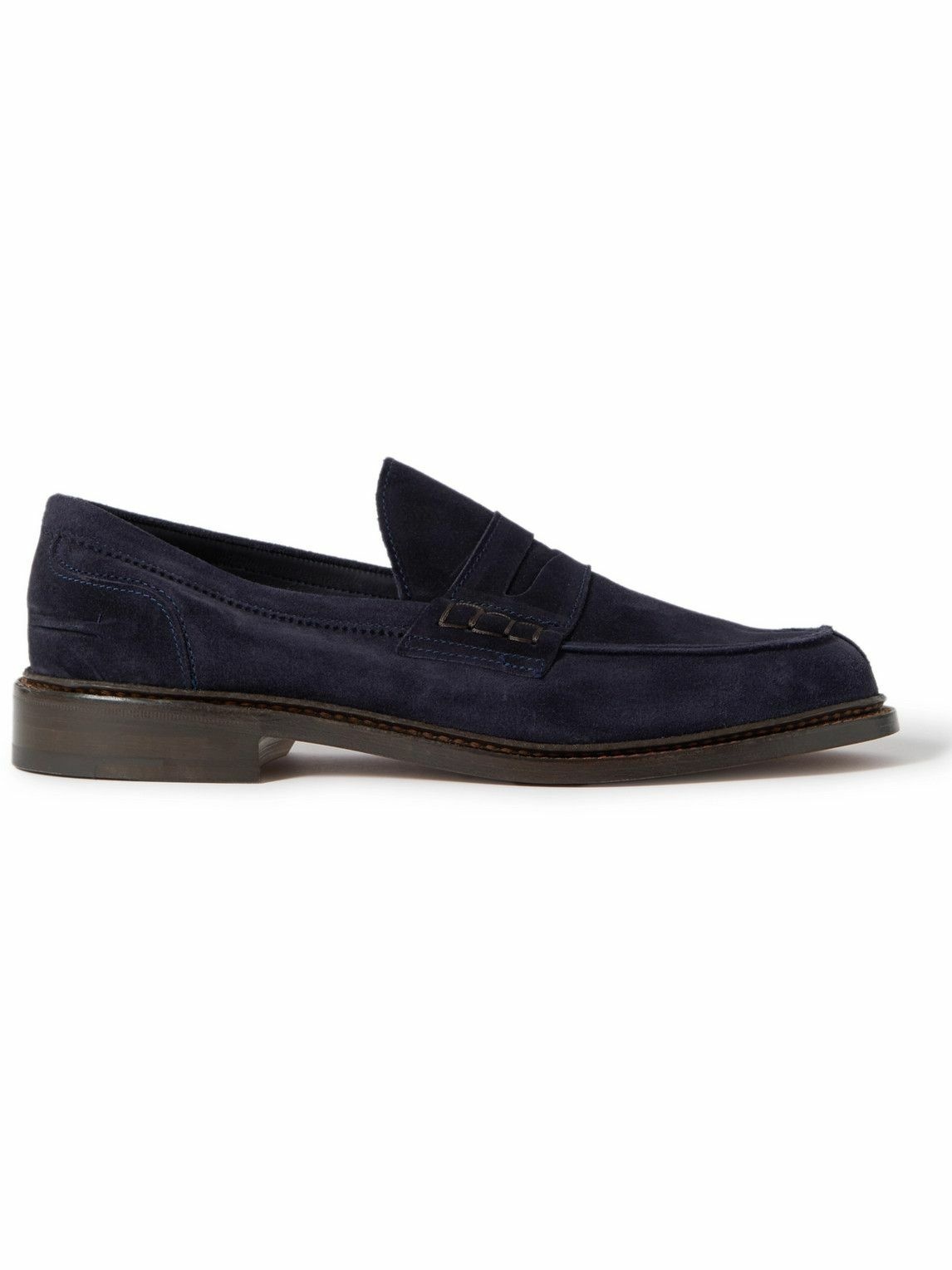 Photo: Tricker's - Adam Suede Penny Loafers - Blue