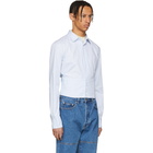 Eckhaus Latta Blue and White Stripe Boned Shirt