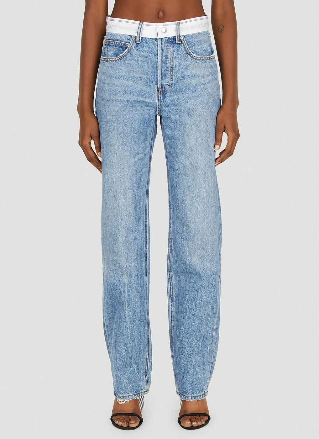 Logo Waistband Jeans in Blue Alexander Wang