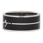 Givenchy Silver and Black Signature Logo Ring
