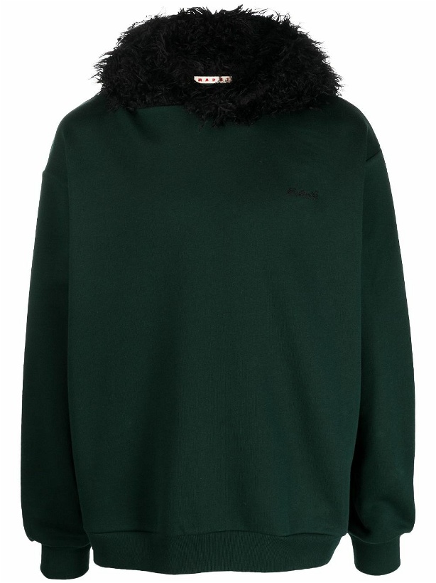 Photo: MARNI - Faux Fur Collar Cotton Sweatshirt