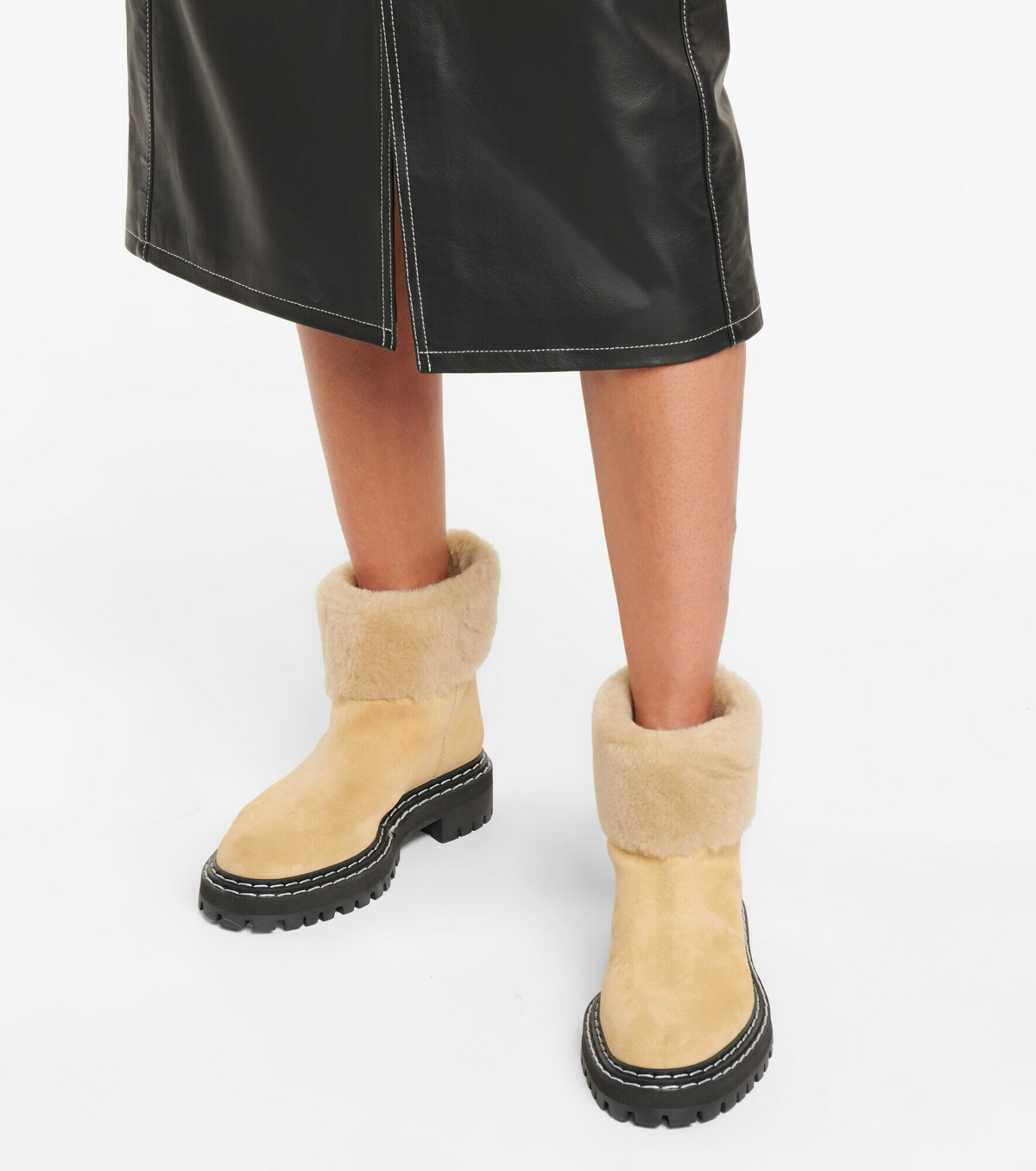 Proenza Schouler Shearling trimmed suede ankle boots Proenza