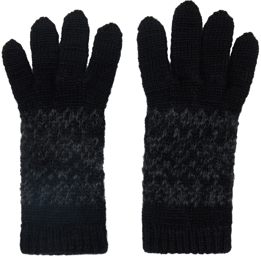 Y's Black Fair Isle Gloves