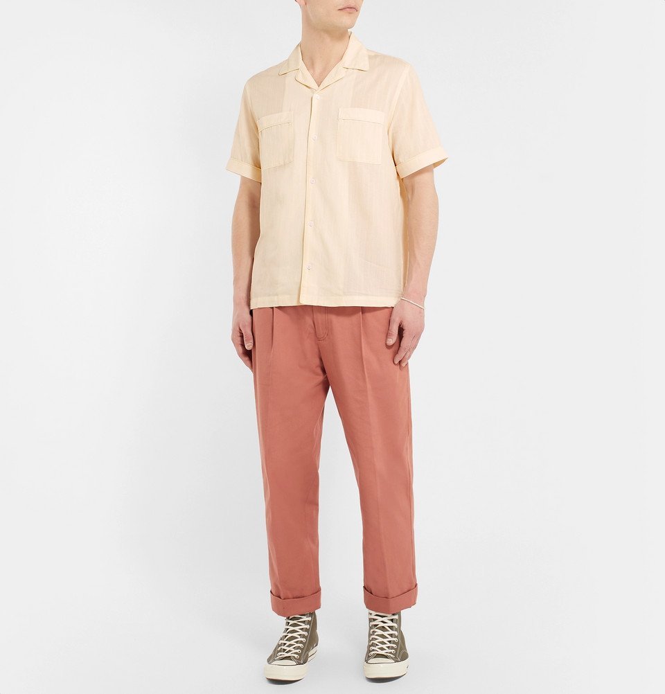 Saturdays NYC - Camp Collar Herringbone Gauze Shirt - Ivory Saturdays NYC