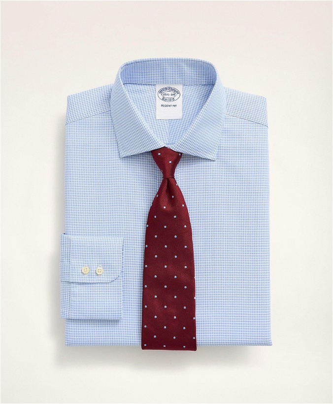 Photo: Brooks Brothers Men's x Thomas Mason Regent Regular-Fit Dress Shirt, English Collar Ground Check | Light Blue