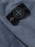 Stone Island - Logo-Appliquéd Mélange Loopback Cotton-Jersey Hoodie - Blue