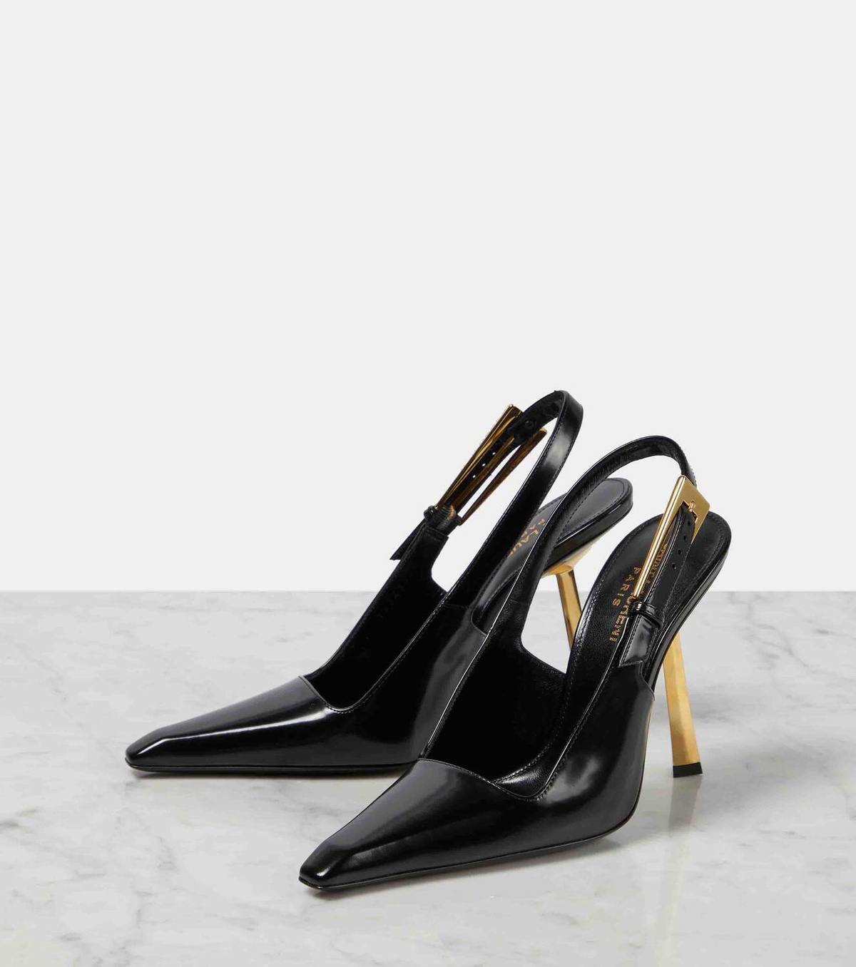 LEE SLINGBACK PUMPS 105 IN BLACK CROCODILE-EMBOSSED LEATHER