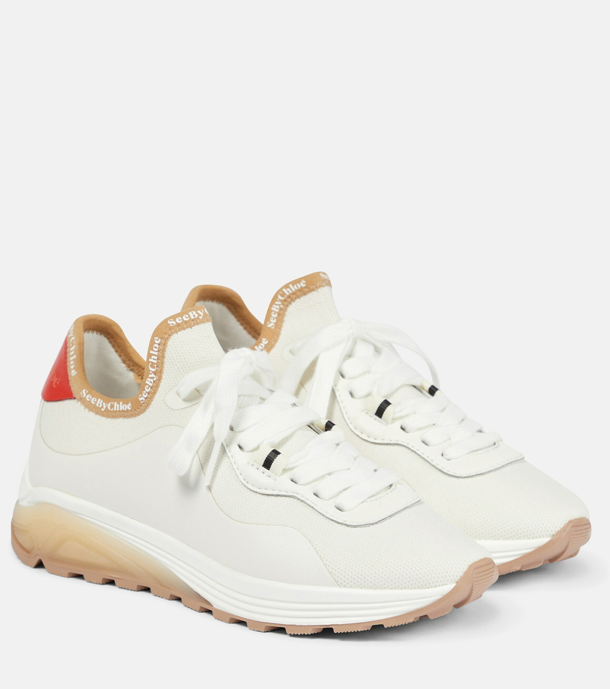 【関税込み】See by Chloe ホワイト Brett スニーカー See By Chloe - Brett leather-trimmed sneakers See by Chloe