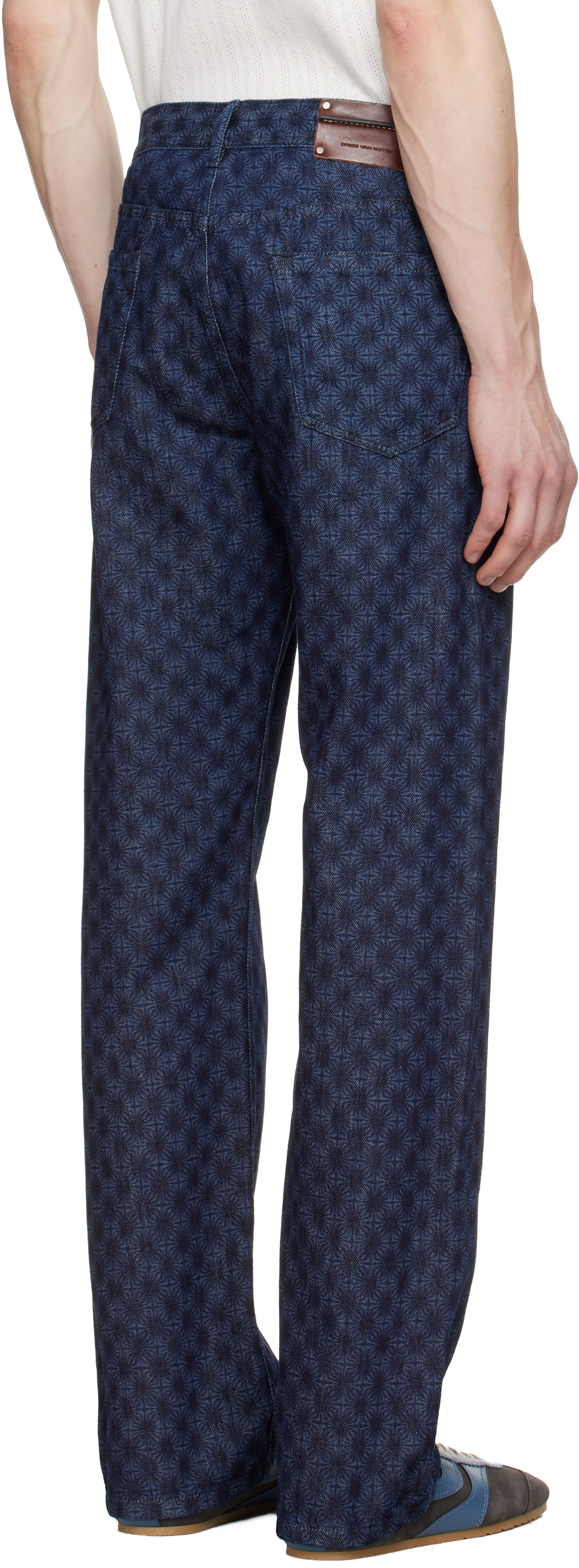 Dries Van Noten Navy Printed-Graphic Jeans