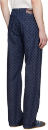Dries Van Noten Navy Printed-Graphic Jeans
