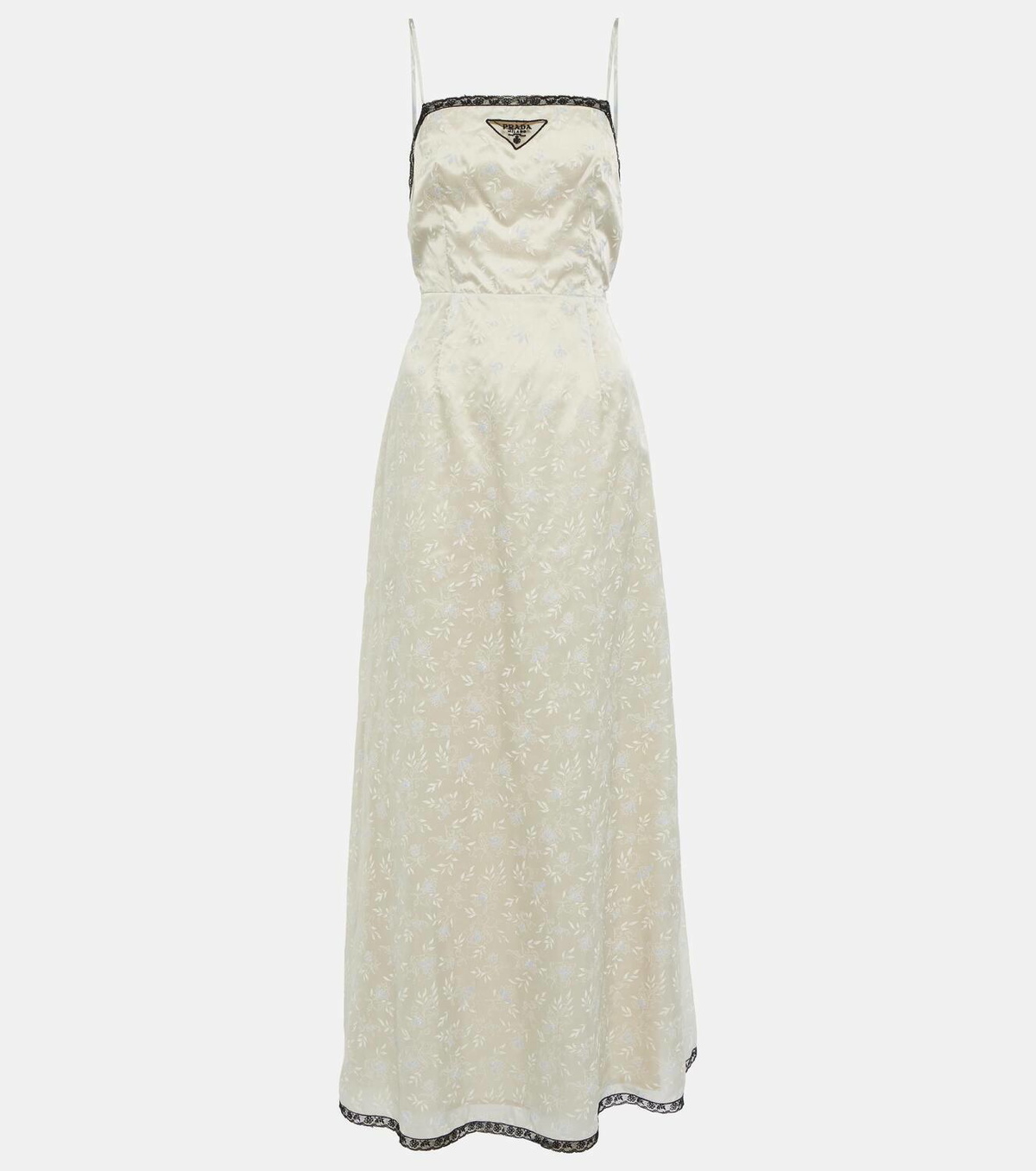 Prada Lace-trimmed floral maxi dress Prada