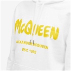 Alexander McQueen Men's Graffiti Logo Hoodie in White/Yellow