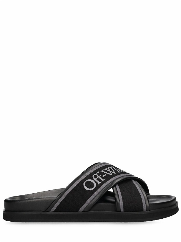 Photo: OFF-WHITE - Cloud Criss Cross Leather Slide Sandals