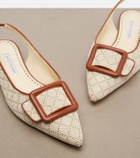 Manolo Blahnik Maylura raffia-effect slingback flats