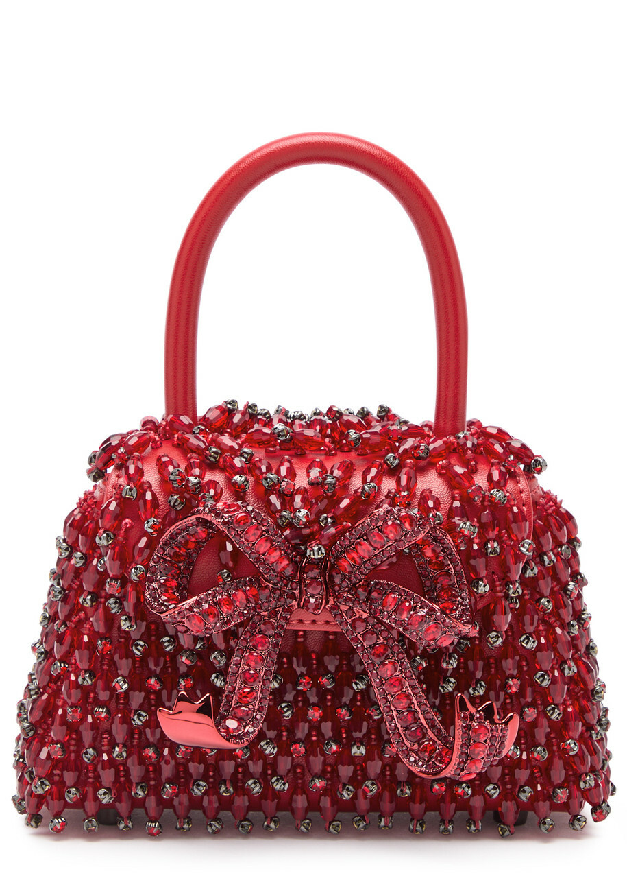Self-portrait Micro Embellished Leather top Handle bag - Red - One Size