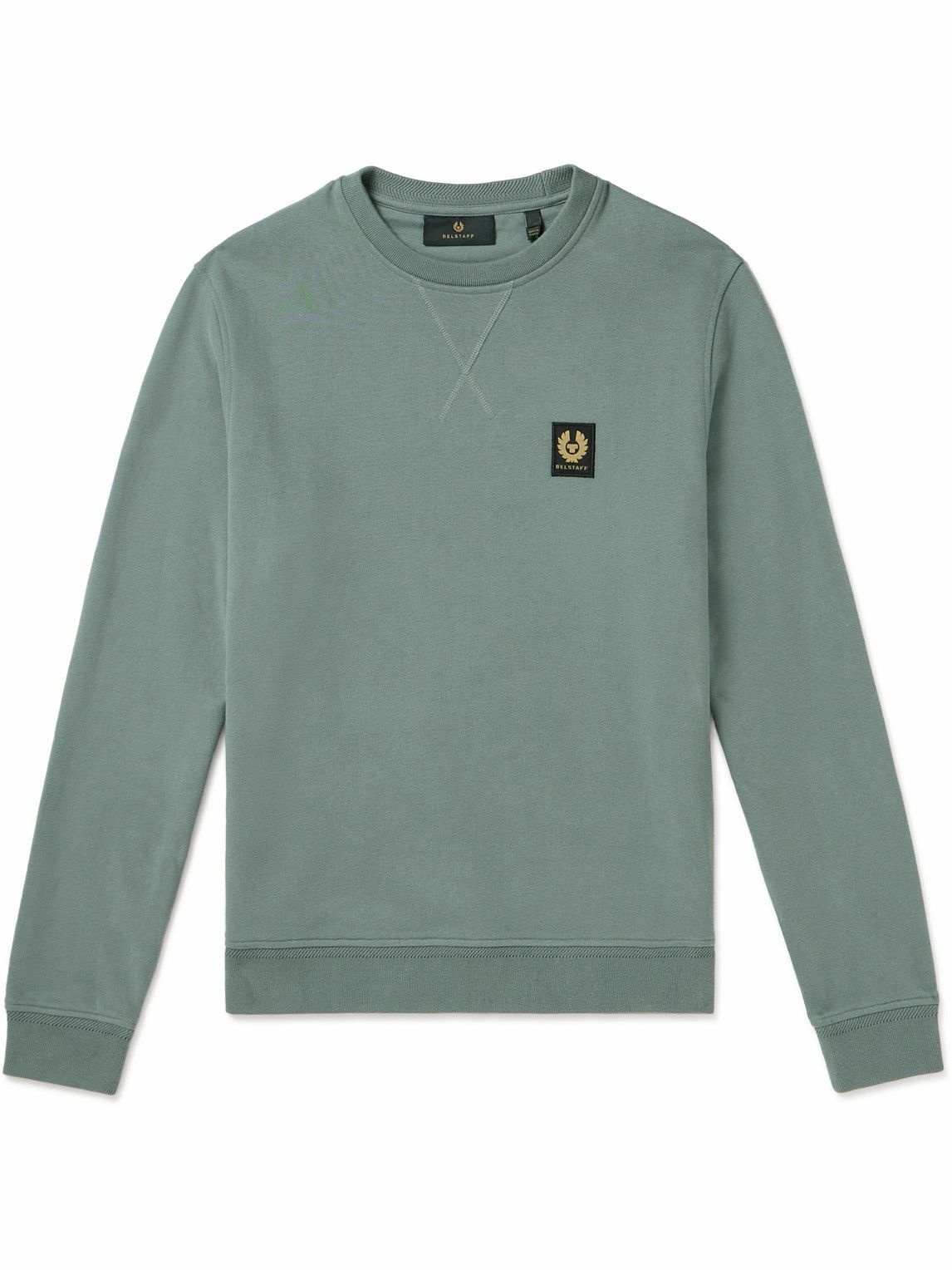 Photo: Belstaff - Logo-Appliquéd Garment-Dyed Cotton-Jersey Sweatshirt - Green