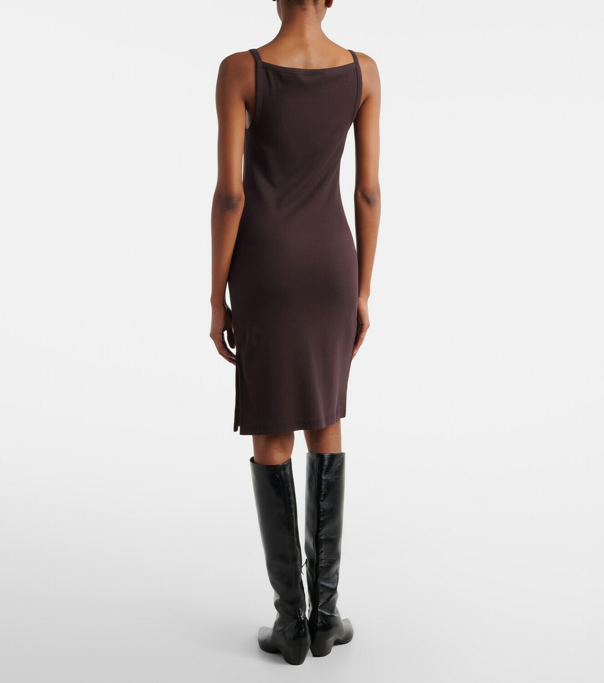 Courrèges Ribbed-knit cotton jersey midi dress