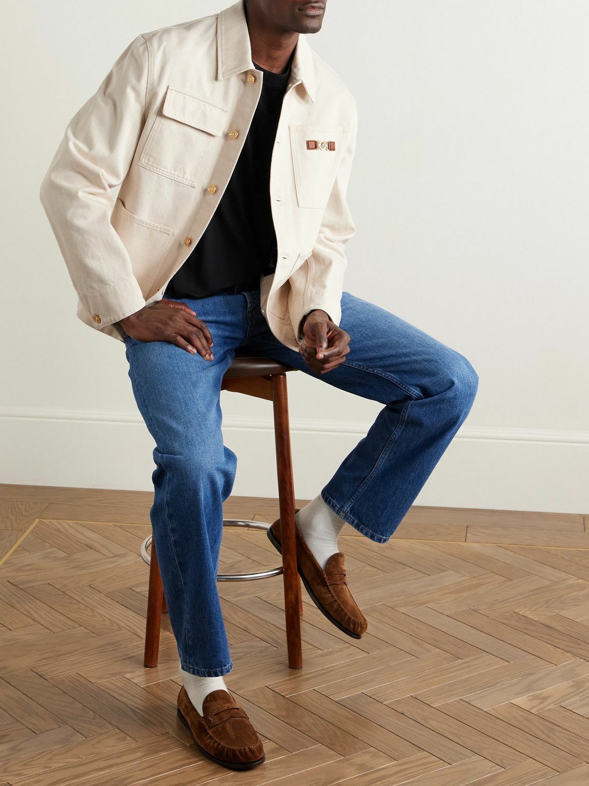 Versace - Embellished Denim Jacket - Neutrals