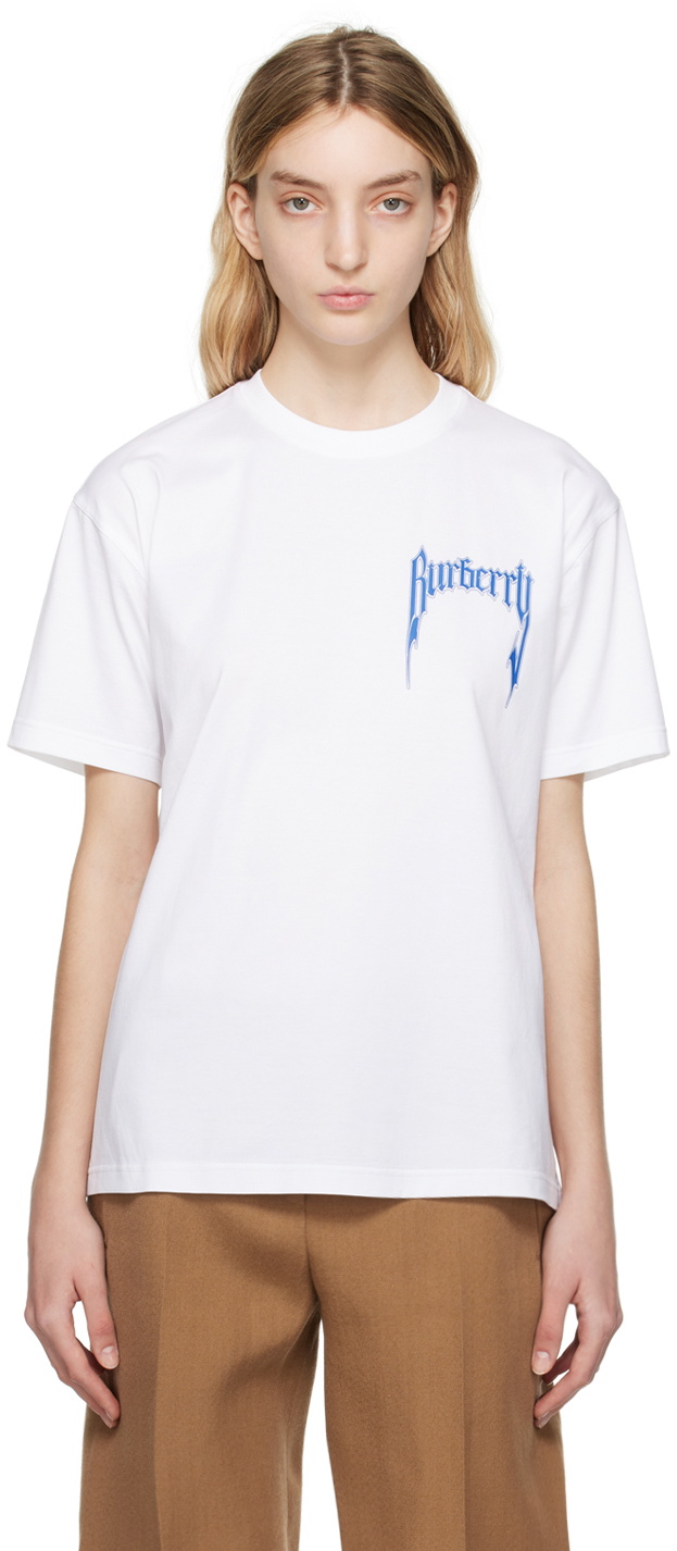 Burberry White Print T-Shirt Burberry