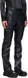 MISBHV Navy Moto Faux-Leather Cargo Pants