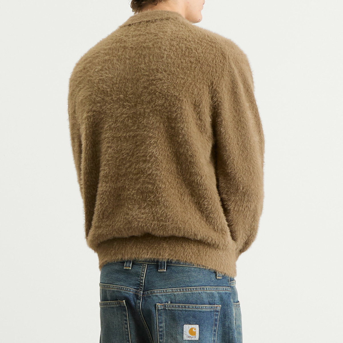 thisisneverthat Men's SCT-Logo Shaggy Knit Polo in Mud