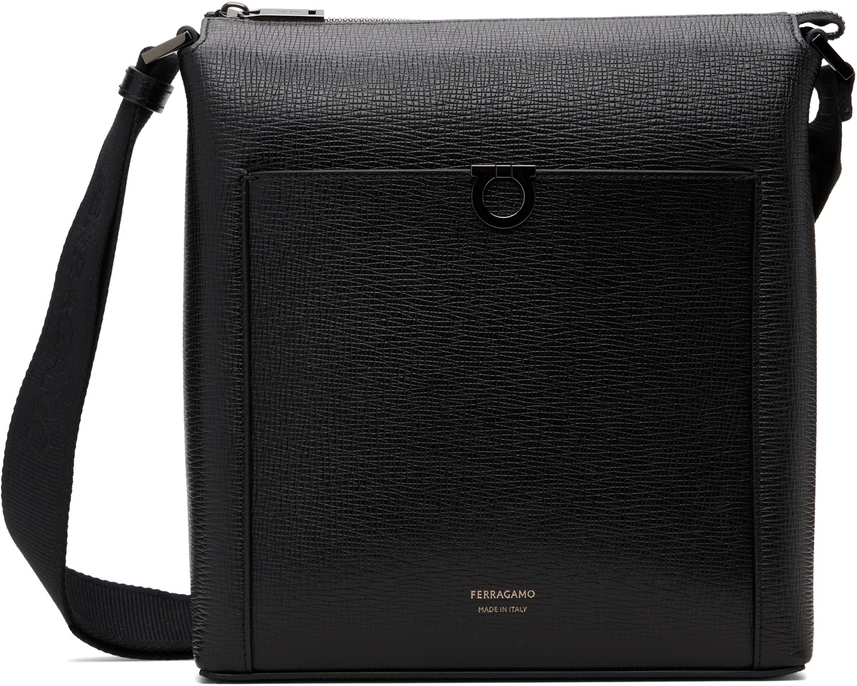 Ferragamo Black Gancini Crossbody Bag