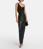 Self-Portrait Draped rhinestone-embellished maxi dress