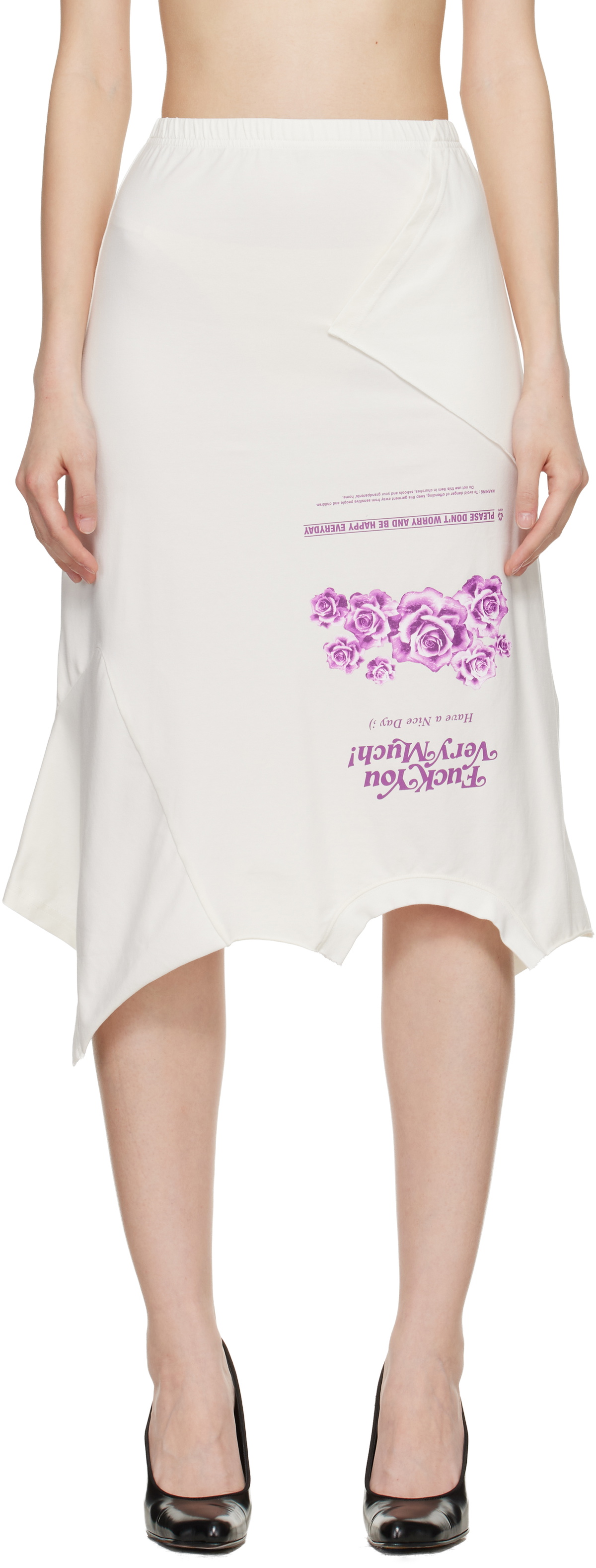 VETEMENTS Off-White 'Fuck You Very Much' Upside-Down Midi Skirt