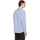 Boss Blue and White Micro Stripe Jorris Banded Collar Shirt