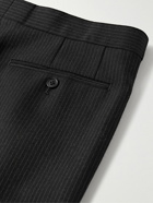 The Row - Baird Straight-Leg Pleated Pinstriped Virgin Wool Trousers - Black