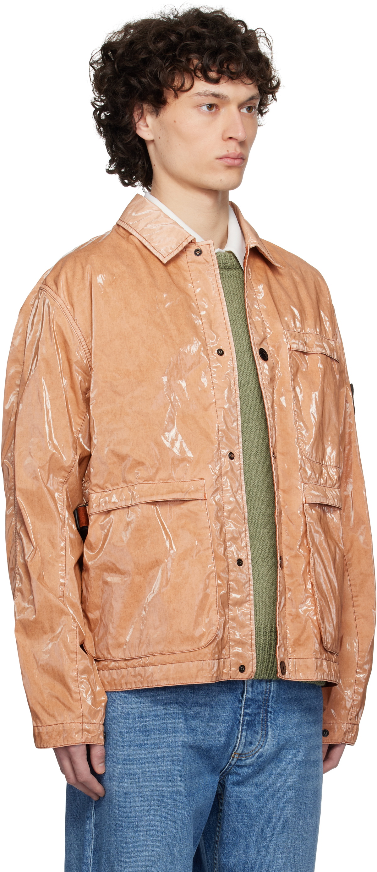 Stone Island Orange Caban Mussola Prismatica Jacket Stone Island