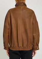 Nour Hammour Ariste Panelled Grained Leather Bomber Jacket Brown