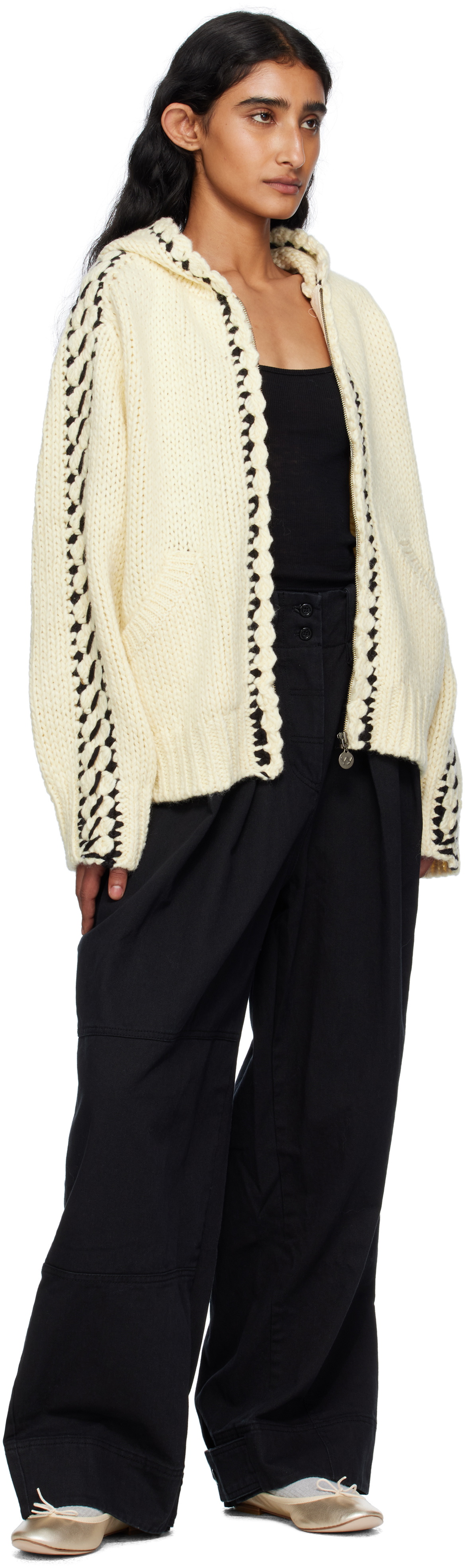 OPEN YY Black Full Gather Trousers
