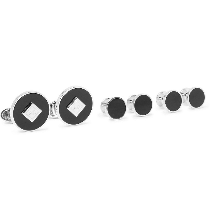 Photo: Dunhill - Rhodium-Plated Sterling Silver and Onyx Cufflinks and Shirt Studs Set - Silver