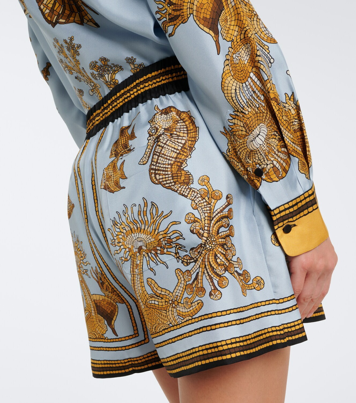 La DoubleJ Pull-Up printed silk twill shorts