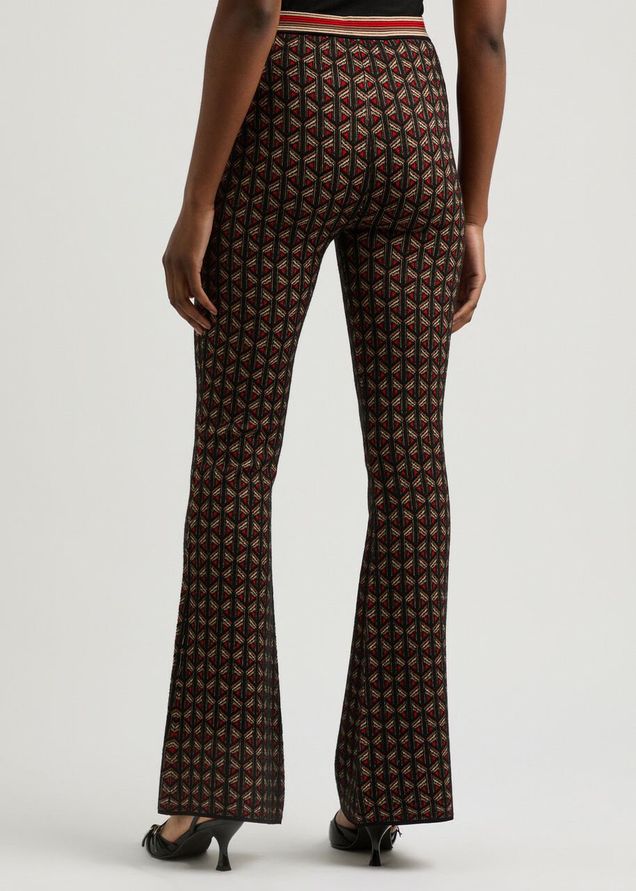 Diane Von Furstenberg Ashdon Intarsia Flared Knitted Trousers Multicoloured