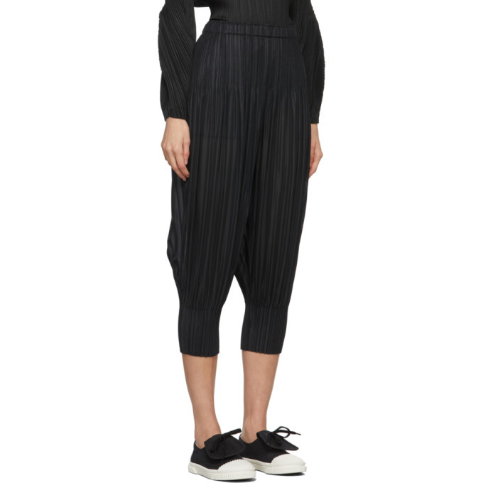 Pleats Please Issey Miyake Black Fluffy Basics Trousers Pleats