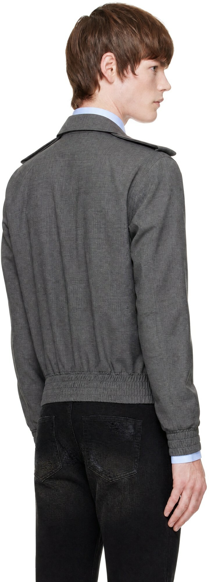 AARON ESH Gray Wool Bomber Jacket