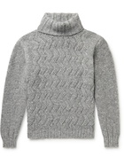 Inis Meáin - Corrán Cam Cable-Knit Donegal Merino Wool and Cashmere-Blend Rollneck Sweater - Gray