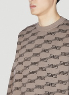 Balenciaga - Logo Jacquard Sweater in Beige